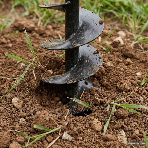 Jordbor med h&aring;ndtak og forlengere (9 m) av st&aring;l 120 mm