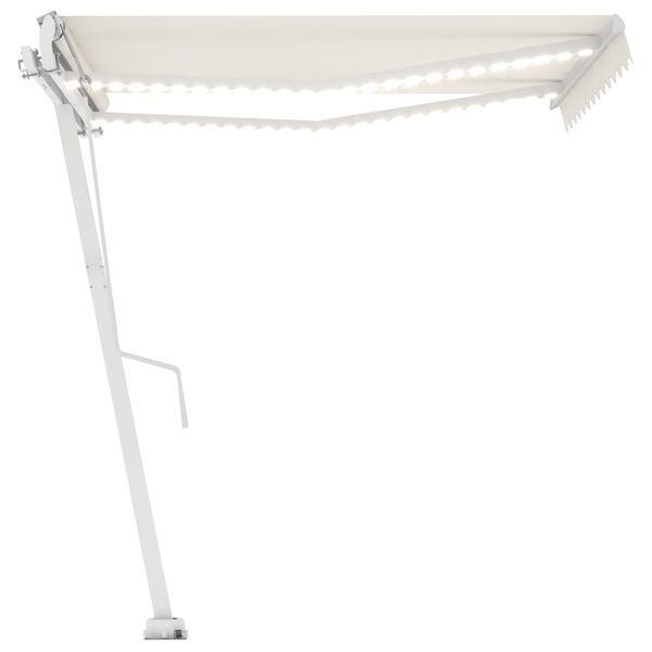 vidaXL Automatisk markise med LED og vindsensor 350x250 cm kremhvit