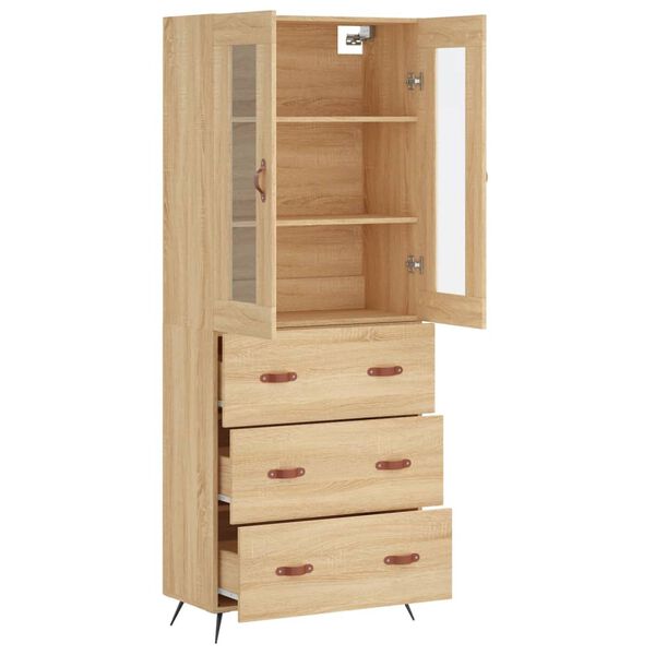 vidaXL Highboard sonoma eik 69,5x34x180 cm konstruert tre