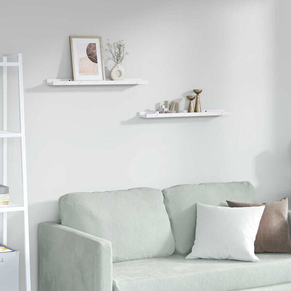 vidaXL Vegghylle 2 pcs Hvit marmor 60 x 9 x 3 cm Konstruert tre