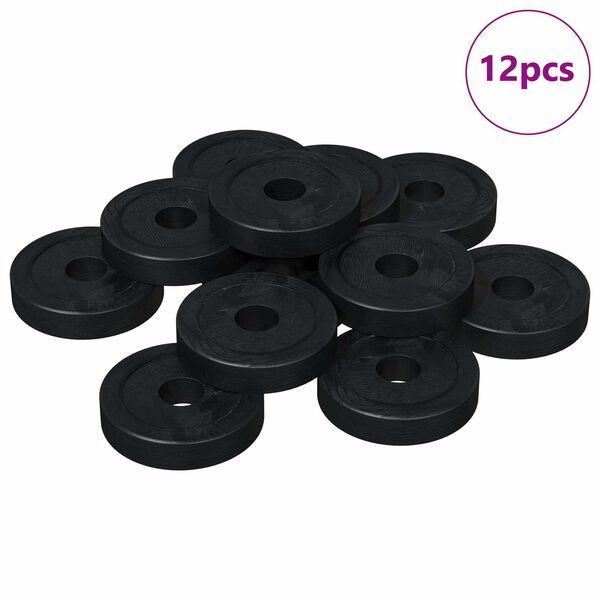 vidaXL passer for Flat Skive 12 pcs Svart &empty;15 x 3 mm PVC Copolymer