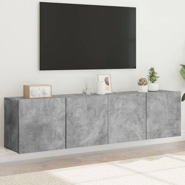 vidaXL Veggmonterte TV-benker 2 stk betonggr&aring; 80x30x41 cm