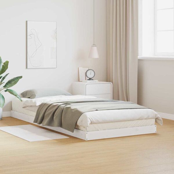 vidaXL Gulvbedramme Hvit 213.5 x 104 x 9 cm Massiv furu