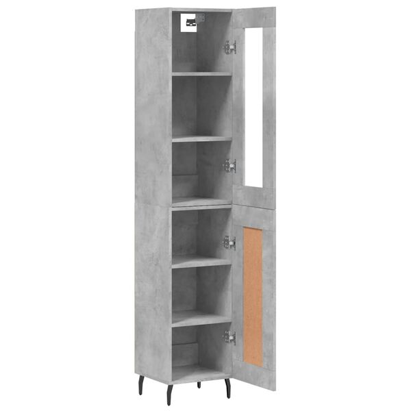 vidaXL Highboard betonggr&aring; 34,5x34x180 cm konstruert tre