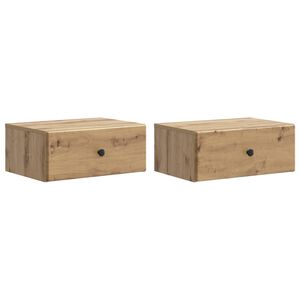 vidaXL Vegghengt Nattbord 2 pcs Artisan eik 49 x 34,5 x 20 cm
