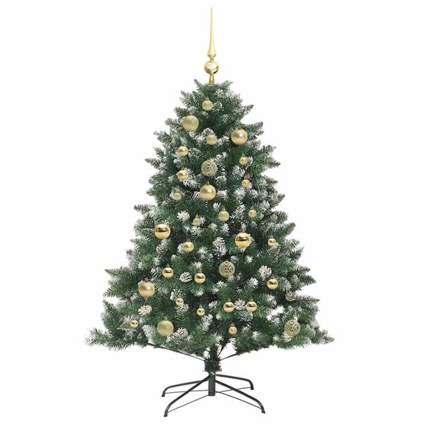vidaXL Kunstig juletre med 150 LED gr&oslash;nn 120 cm PVC og plast og st&aring;l