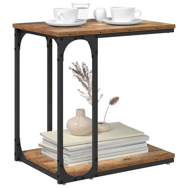vidaXL Sidetabell med hylle Gammelt tre 50 x 35 x 52 cm Konstruert tre