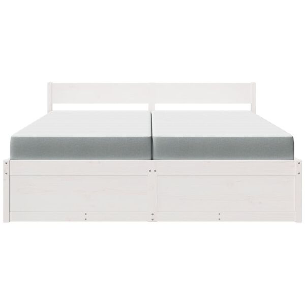 vidaXL Seng med skuffer og madrass hvit 200x200 cm heltre furu