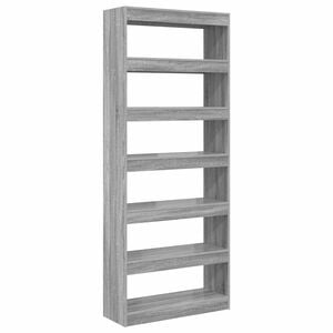 vidaXL Bokskap 6 niv&aring;er 80 x 30 x 198 cm Konstruert tre Gr&aring; Sonoma