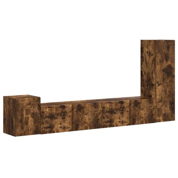 vidaXL TV-benksett Veggmontert 3 pcs R&oslash;kt eik Konstruert tre