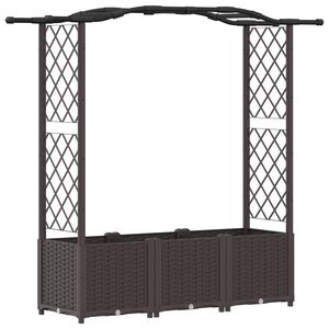 vidaXL Hevet Bed med Trellis og Tak Brun 164 x 40 x 138 cm PP