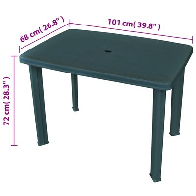 vidaXL Hagebord grønn 101x68x72 cm plast