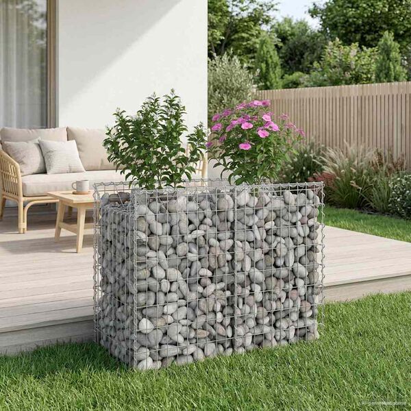 vidaXL Gabion hevet seng s&oslash;lv 100 x 50 x 80 cm Galvanisert St&aring;l