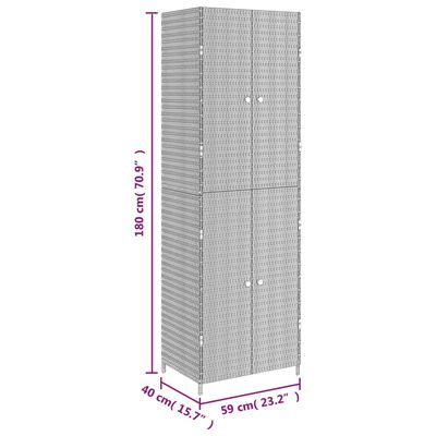 vidaXL Utendørs oppbevaringsskap grå 59x40x180 cm polyrotting