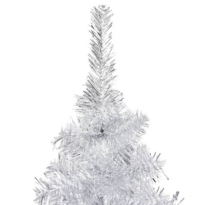 vidaXL Forhåndsbelyst kunstig juletre med stativ sølv 240 cm PVC