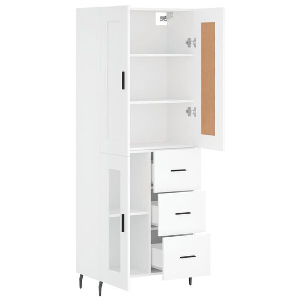 vidaXL Highboard hvit 69,5x34x180 cm konstruert tre