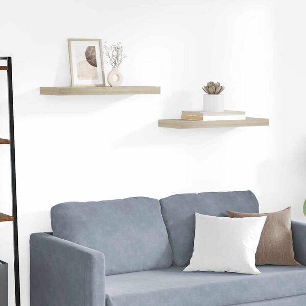 vidaXL Flytende vegghyller 2 stk eik 60x23,5x3,8 cm MDF