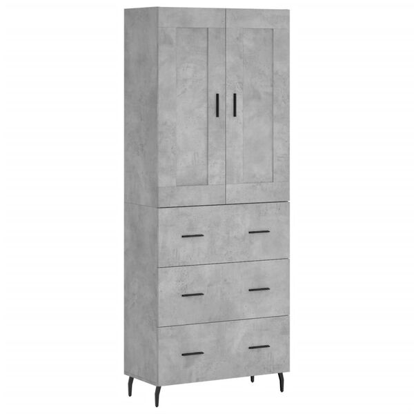 vidaXL Highboard betonggr&aring; 69,5x34x180 cm konstruert tre