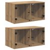 vidaXL Vegghotell 2 stk. 68 x 37 x 35 cm Konstruert tre Artisan Eik