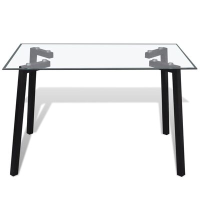 vidaXL Spisebord med glassplate og svarte føtter