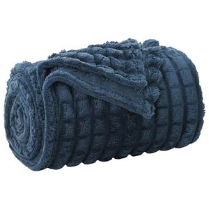 vidaXL Kastteppe Marinebl&aring; 240 x 220 cm 1.37 kg Fleece