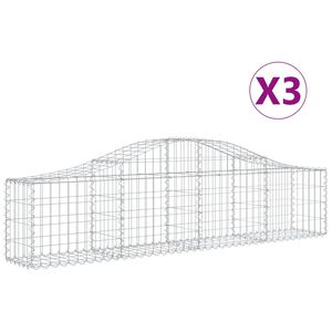 vidaXL Gabionkurver buede 3 stk 200x30x40/60 cm galvanisert jern