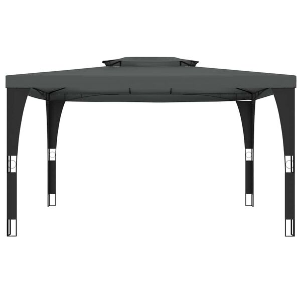 vidaXL Paviljong med dobbelttak antrasitt 3,98x2,98 m st&aring;l