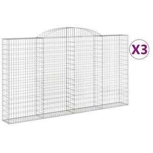 vidaXL Gabionkurver buede 3 stk 300x30x160/180 cm galvanisert jern