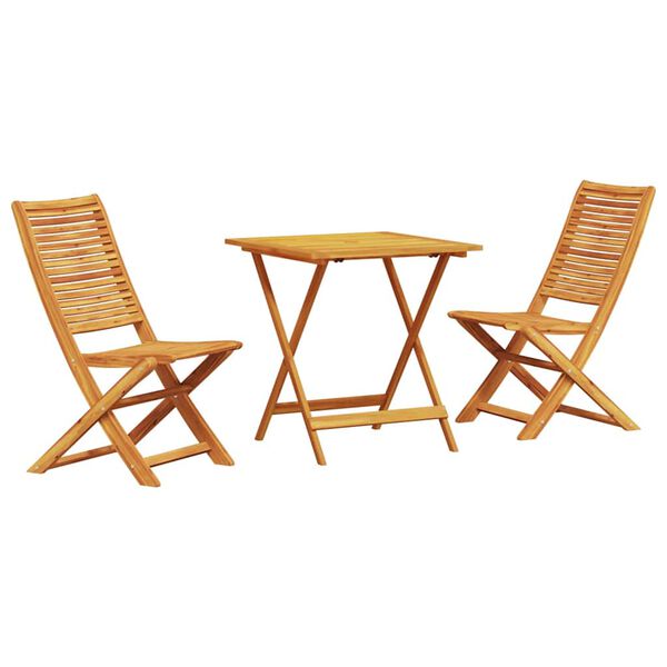 vidaXL Sammenleggbart Bistrosett 3 pcs Brun Solid akasietre