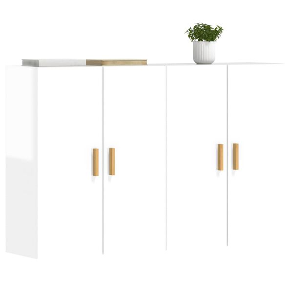 vidaXL Veggskap 2 stk h&oslash;yglans hvit konstruert tre