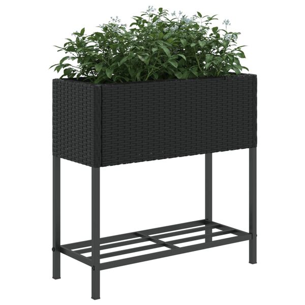 vidaXL Plantekasser med hylle 2 stk svart 70x28x70 cm polyrotting