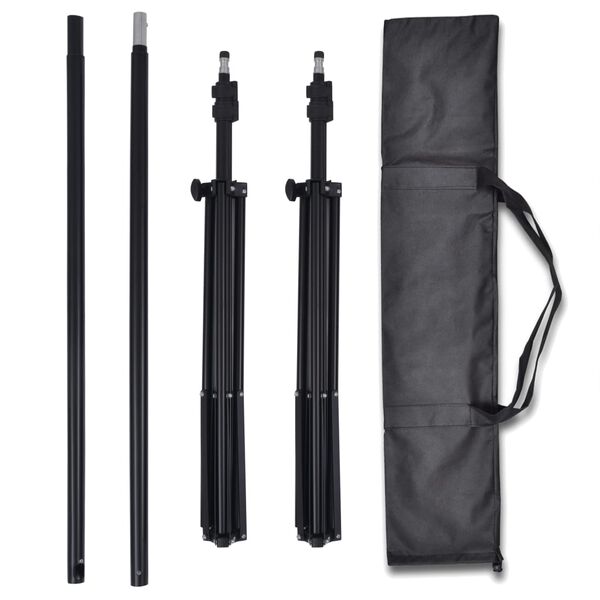 vidaXL Fotostudiosett med 3 fargerike bakgrunner bomull justerbar ramme 3x3 m