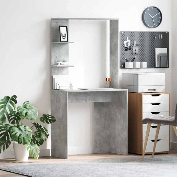 vidaXL Skrivebord Betonggr&aring; 78,5 x 37 x 154,5 cm Konstruert tre