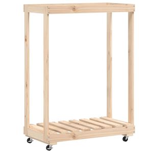 vidaXL Vedstativ med hjul 76,5x40x108 cm heltre furu