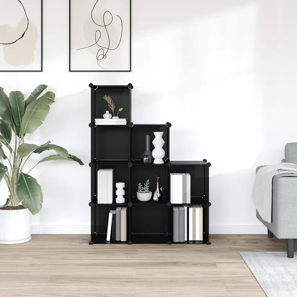 vidaXL Oppbevaringskuber med 9 kuber svart PP