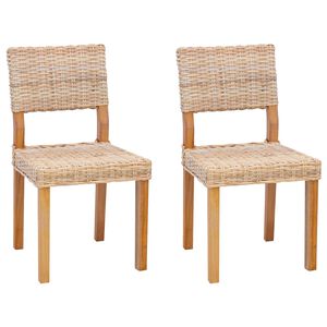 vidaXL Spisestuestol 2 pcs Naturlig 46 x 55 x 84 cm Kubu Rattan