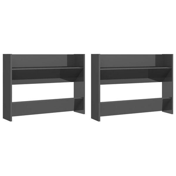 vidaXL Veggskoskap 2 stk h&oslash;yglans gr&aring; 80x18x60 cm konstruert tre