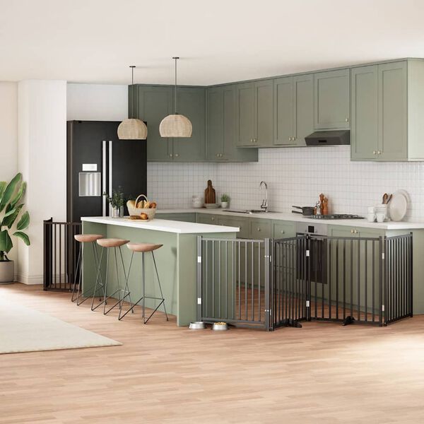 vidaXL Hundeport sammenleggbar 12 paneler svart 960 cm poppeltre