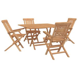 vidaXL Hagesett 5 stk. Brun Massivt Teaktre