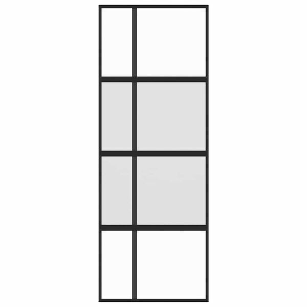 vidaXL Skyvedør svart 76x205 cm herdet glass og aluminium
