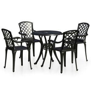 vidaXL Bistrosett 5 deler st&oslash;pt aluminium svart