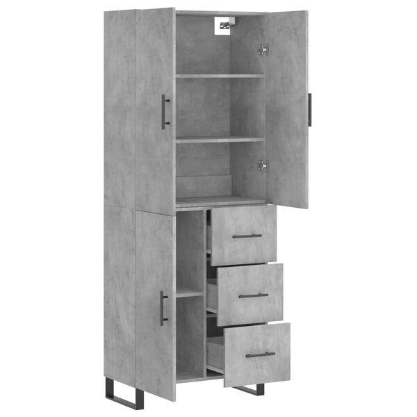 vidaXL Highboard betonggr&aring; 69,5x34x180 cm konstruert tre