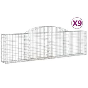 vidaXL Gabionkurver buede 9 stk 300x30x80/100 cm galvanisert jern