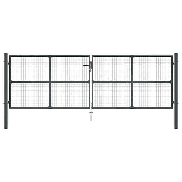 vidaXL Hageport av netting galvanisert stål 400x125 cm grå
