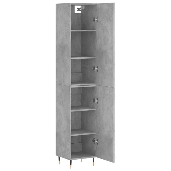 vidaXL Highboard betonggr&aring; 34,5x34x180 cm konstruert tre