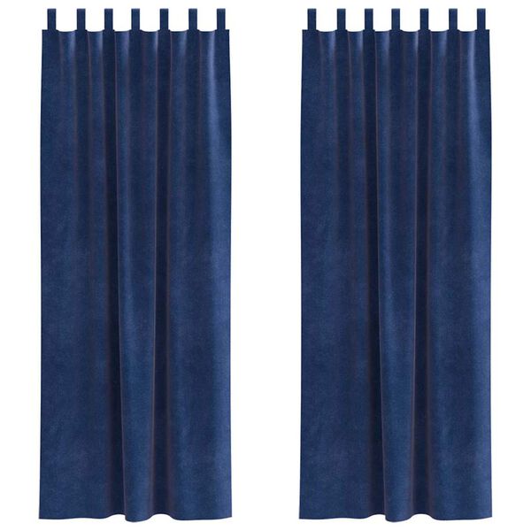 vidaXL Blendingsgardiner 2 pcs M&oslash;rkebl&aring; 140 x 245 cm Fl&oslash;yel