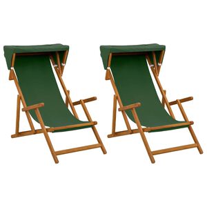 vidaXL Hage Stol 2 pcs 3 Posisjon Solid Eucalyptus Tre Gr&oslash;nn