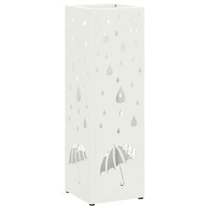 vidaXL Regn paraplystativ med lagring Hvit 15,5 x 15,5 x 49 cm St&aring;l