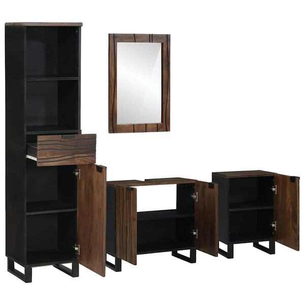 vidaXL Baderomsinnredningssett med skuff 4 pcs Hvit Konstruert tre