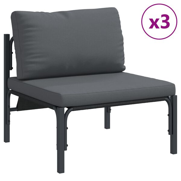 vidaXL Hagesofa Set med pute 6 pcs Svart St&aring;l